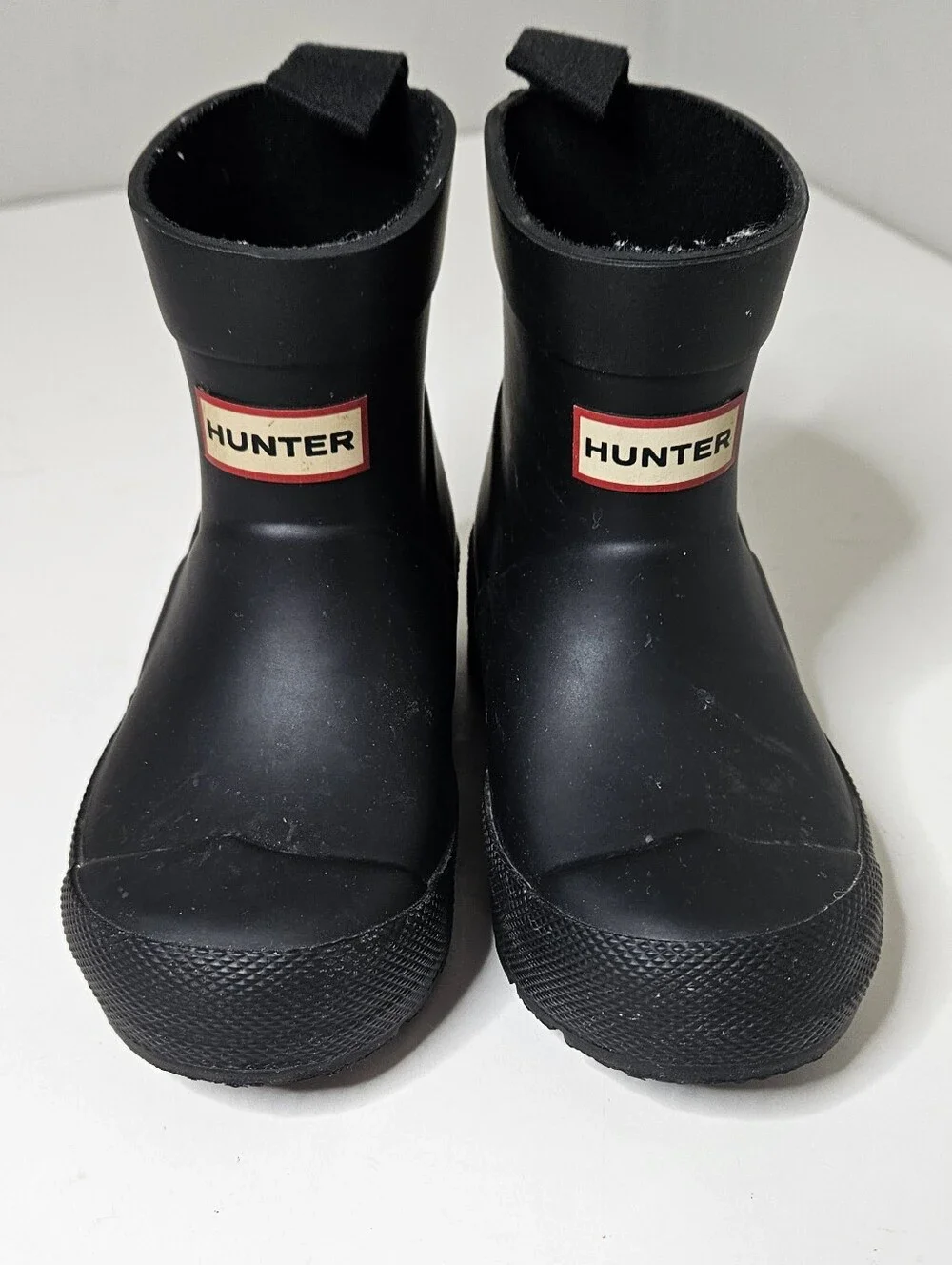Hunter Kids Play Waterproof Rain Boots Black Ankle B8 G9 Pull On Strap 8 9